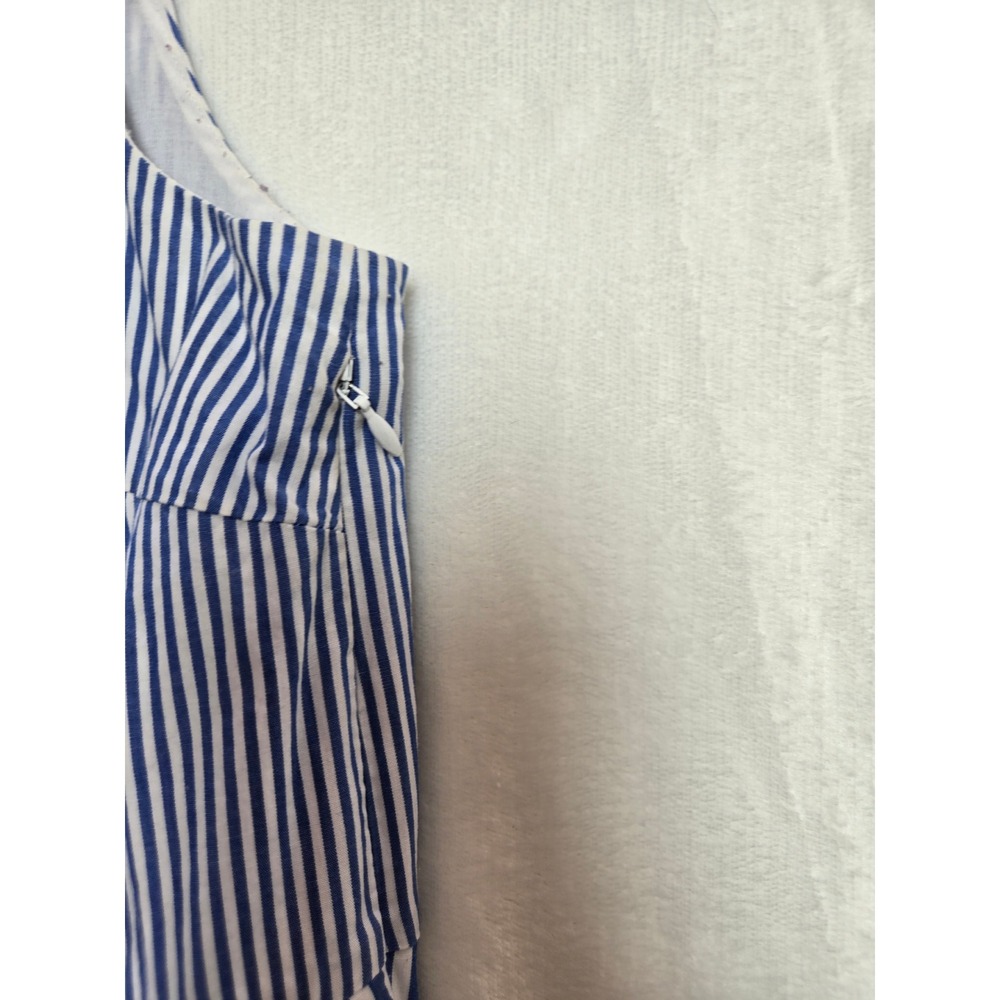 J.Crew Blue White Striped Tiered Ruffle Mini Dress Sleeveless Side Zip Size 8 - Picture 7 of 12